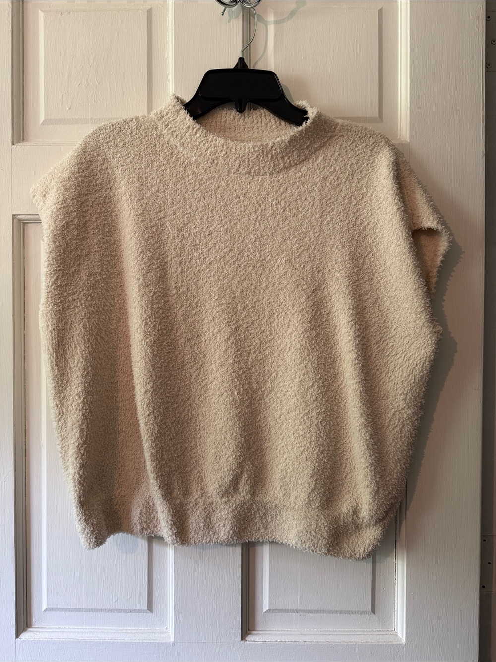 Neutral Cream Bouclé Crewneck Sweater